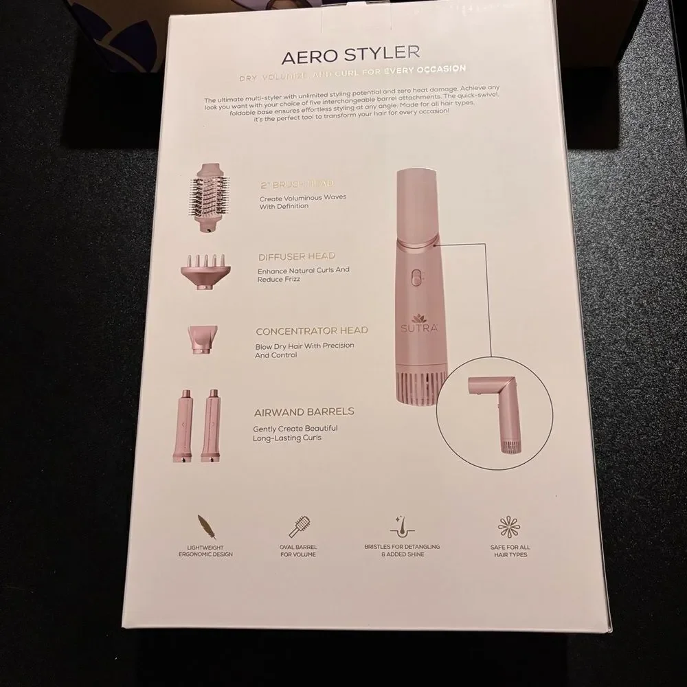 SUTRA AERO Styler NEW IN BOX Pink dryer, diffuser, brush, curler